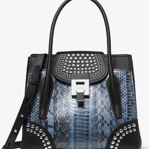 NWT Michael Kors Black and Blue Snakeskin Satchel